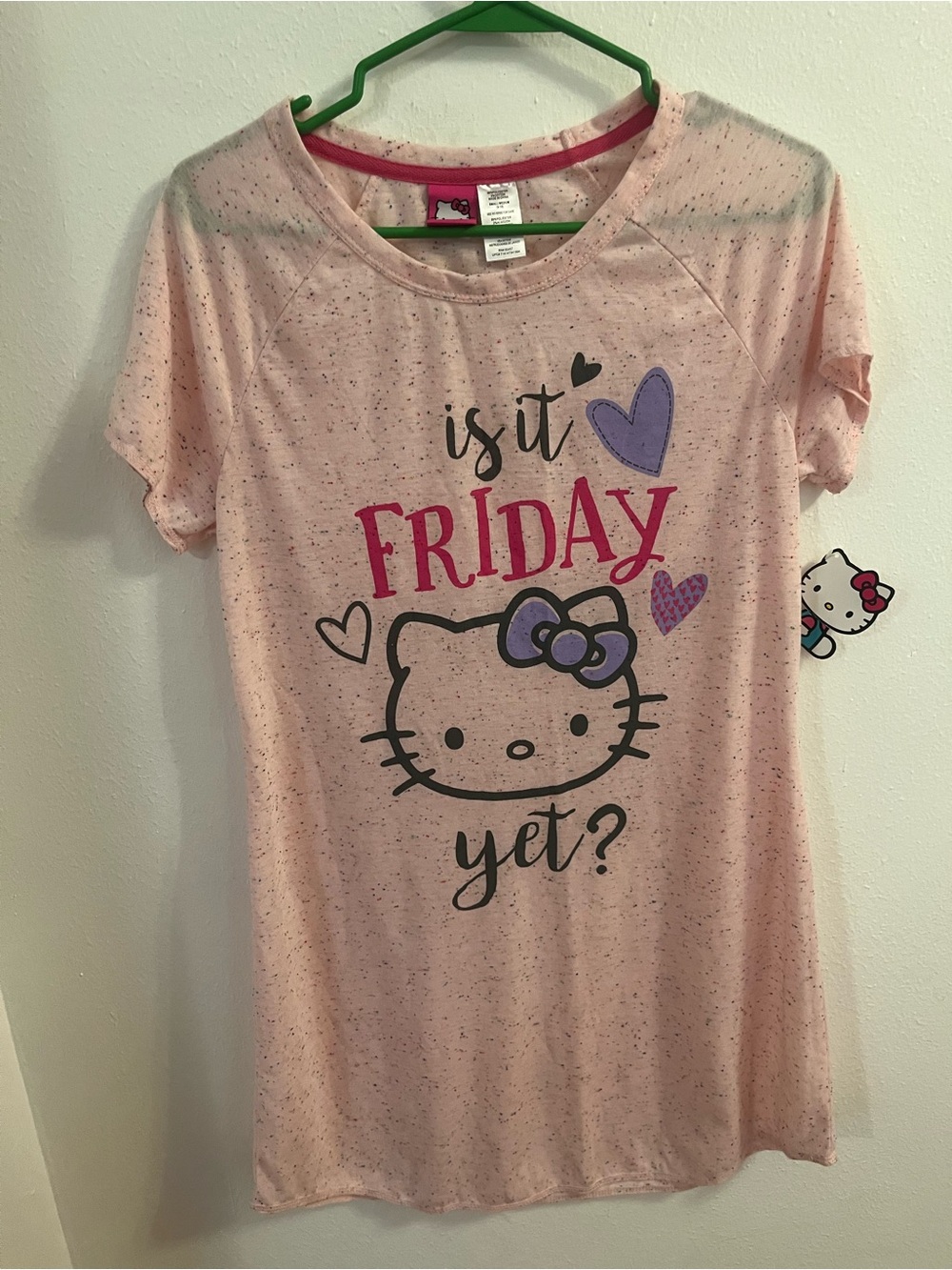 Hello Kitty Pink Short Sleeve 'Is It Friday Yet?' Sleep Tee